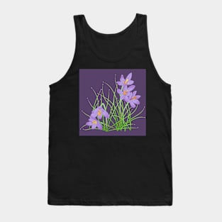 Crocus Flowers on Dark Purple Tank Top